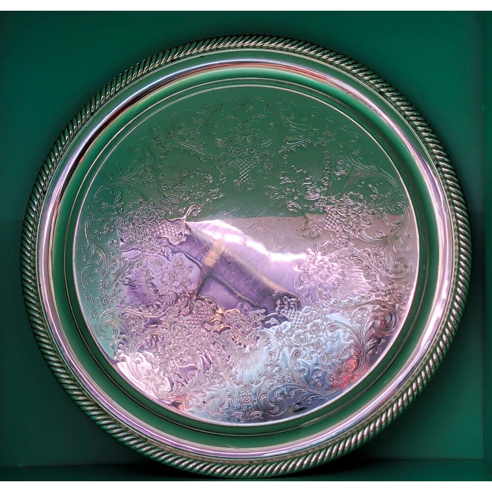 Castleton International Silver Company Round Silverplate Tray 10" #670